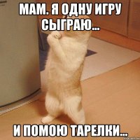 Мам. Я одну игру сыграю... И помою тарелки...