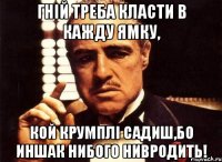 Гній треба класти в кажду ямку, кой крумплі садиш,бо иншак нибого нивродить!