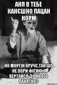 Аня в тебе канєшно пацан норм но Моргін кручє,так шо не пори фігню..і вертайся до нього ПАНЯТНО?