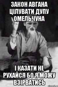 Закон Авгана цілувати дупу Омельчуна і казати не рухайся бо я можу взірватись