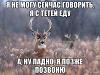 я не могу сейчас говорить, я с тетей еду а, ну ладно, я позже позвоню