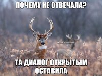 почему не отвечала? та диалог открытым оставила