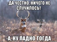 -да честно, ничего не случилось! -а, ну ладно тогда