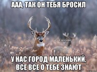 Ааа, так он тебя бросил У нас город маленький, все все о тебе знают