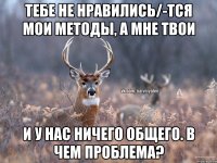 Тебе не нравились/-тся мои методы, а мне твои И у нас ничего общего. В чем проблема?