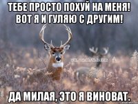 тебе просто похуй на меня! вот я и гуляю с другим! да милая, это я виноват.