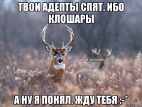 Твои адепты спЯт. Ибо клошары А ну я понял. Жду тебя :-*