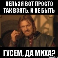 Нельзя вот просто так взять, и не быть гУсем, да миха?