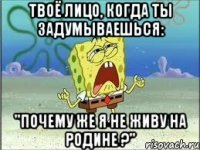 Твоё лицо, когда ты задумываешься: "Почему же я не живу на родине ?"