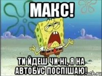 Макс! Ти йдеш чи ні, я на автобус поспішаю!