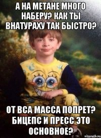 а на метане много наберу? как ты внатураху так быстро? от BCA масса попрет? бицепс и пресс это основное?