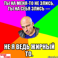 Ты на меня-то не злись, ты на себя злись — не я ведь жирный то.