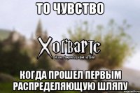 То чувство Когда прошел первым Распределяющую шляпу