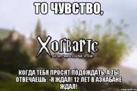 То чувство, Когда тебя просят подождать, а ты отвечаешь: -Я ждал! 12 ЛЕТ В АЗКАБАНЕ ЖДАЛ!