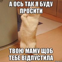 А ОСЬ ТАК Я БУДУ ПРОСИТИ ТВОЮ МАМУ ЩОБ ТЕБЕ ВІДПУСТИЛА