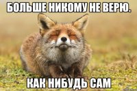 Больше никому не верю. Как нибудь сам