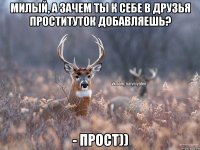 милый, а зачем ты к себе в друзья проституток добавляешь? - прост))