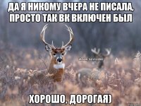 да я никому вчера не писала, просто так вк включен был Хорошо, дорогая)