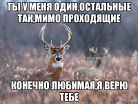 ты у меня один,остальные так,мимо проходящие конечно любимая,я верю тебе