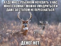 А где мне с ребенком ночевать. У нас много комнат. Можно умудриться и даже за столом не пересекаться. Денег нет.