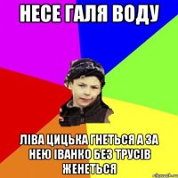 несе галя воду ліва цицька гнеться а за нею іванко без трусів женеться