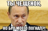 Ты че,щенок, Но бро моего погнал?!