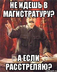 Не идешь в магистратуру? А если расстреляю?