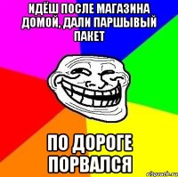 идёш после магазина домой, дали паршывый пакет по дороге порвался