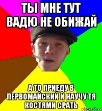 ты мне тут Вадю не обижай а то приеду в Первомайский и научу тя костями срать