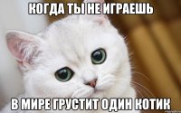 когда ты не играешь в мире грустит один котик