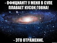 - Официант! У меня в супе плавает кусок говна! - Это отражение.