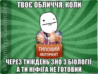 твоє обличчя, коли через тиждень ЗНО з біології, а ти ніфіга не готовий