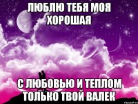 Люблю тебя моя хорошая С любовью и теплом только твой Валек