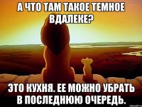 А что там такое темное вдалеке? Это кухня. Ее можно убрать в последнюю очередь.