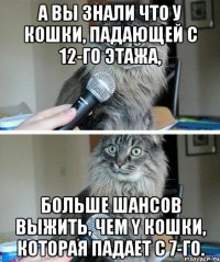 А вы знали что у кошки, падающей с 12-го этажа, больше шансов выжить, чем y кошки, котоpая падает с 7-го.