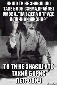 якшо ти не знаєш шо таке блок схема,крайові умови.."Как дела в труде и личной жизни?" то ти не знаєш хто такий Борис Петрович