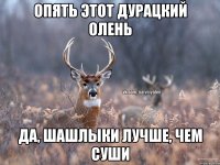 Опять этот дурацкий олень да, шашлыки лучше, чем суши