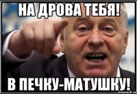 На дрова тебя! В печку-матушку!