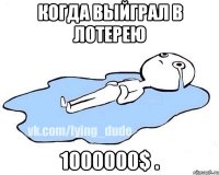 Когда выйграл в лотерею 1000000$ .