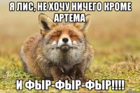 Я Лис, не хочу ничего кроме Артема и фыр-фыр-фыр!!!!