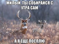 милый, ты собирайся с утра сам а я еще посплю