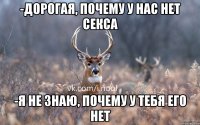 -дорогая, почему у нас нет секса -я не знаю, почему у тебя его нет