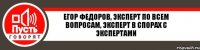 Егор Федоров, эксперт по всем вопросам, эксперт в спорах с экспертами