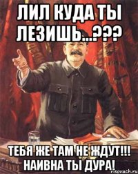 Лил куда ты лезишь...??? Тебя же там не ждут!!! Наивна ты дура!