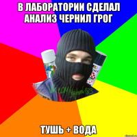 В ЛАБОРАТОРИИ СДЕЛАЛ АНАЛИЗ ЧЕРНИЛ ГРОГ ТУШЬ + ВОДА