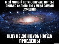 Мой милый котик, скучаю по тебе сильно сильно. Ты у меня самый лучший! Жду не дождусь когда приедешь!