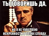 Ты говоришь да, но я не чувствую искренности в твоих словах