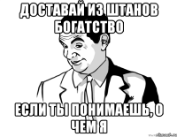 ДОСТАВАЙ ИЗ ШТАНОВ БОГАТСТВО ЕСЛИ ТЫ ПОНИМАЕШЬ, О ЧЕМ Я