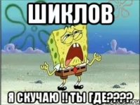 Шиклов Я скучаю !! Ты где????