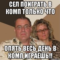 Сел поиграть в комп только что Опять весь день в комп играешь!!